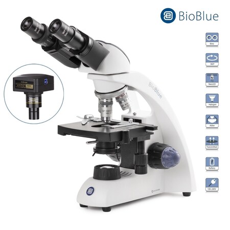 Euromex BioBlue 40X-2500X Binocular Portable Compound Microscope w/ 18MP USB 3 Digital Camera BB4260C-18M3